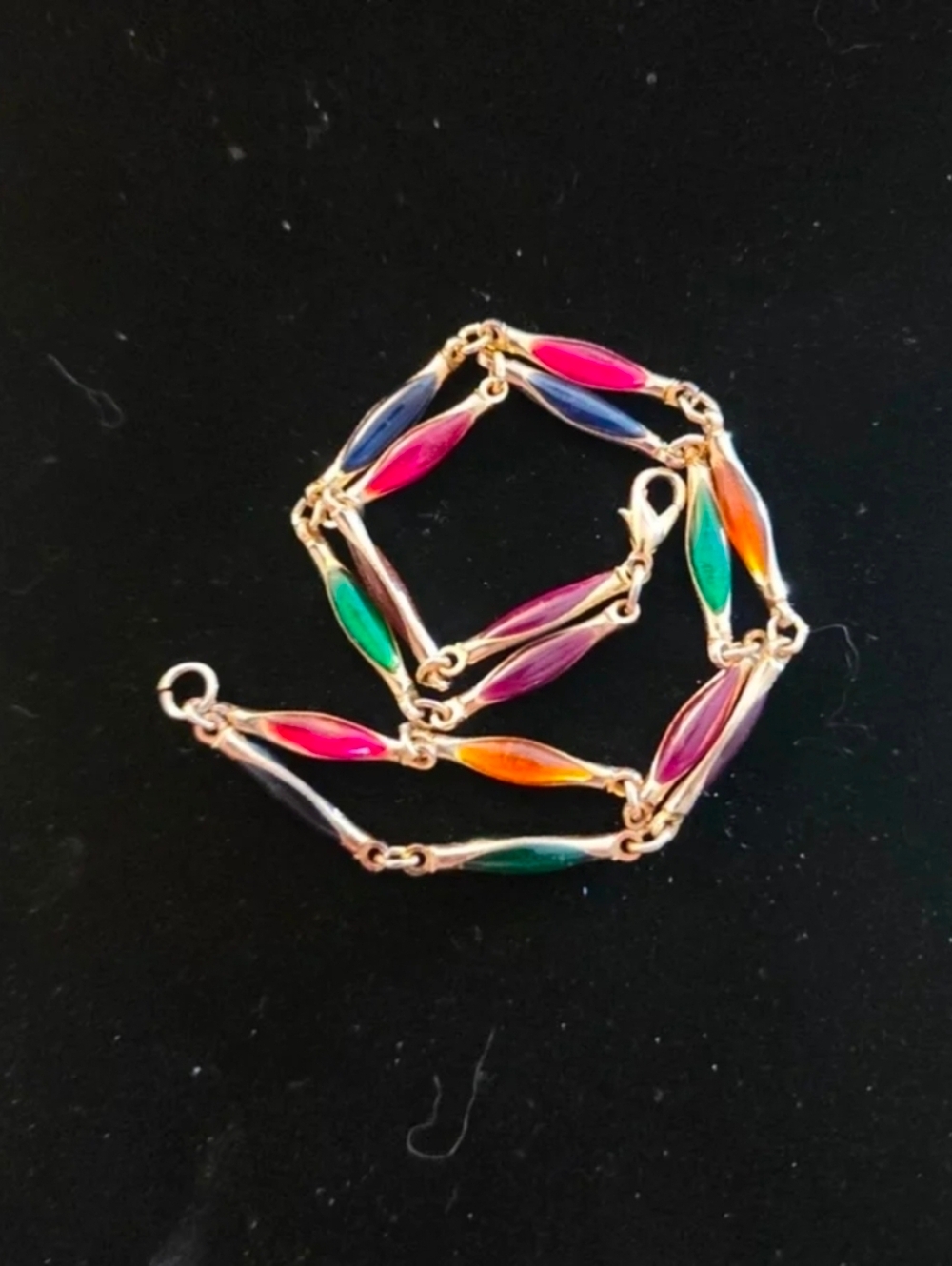 Vintage Gold Rainbow Colorful Bezel Set oval Shape Double Connected Bracelets